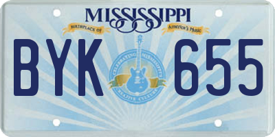MS license plate BYK655