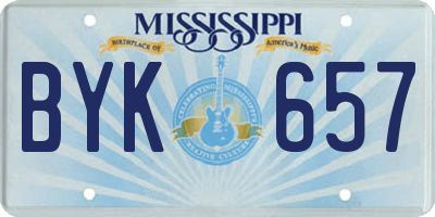 MS license plate BYK657