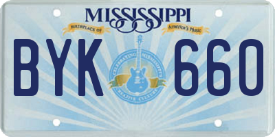 MS license plate BYK660