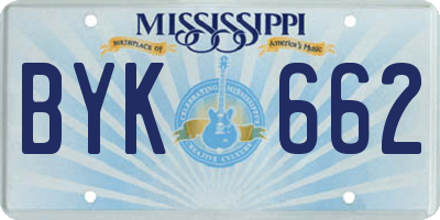 MS license plate BYK662