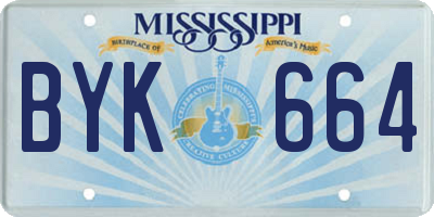 MS license plate BYK664