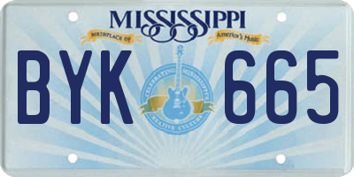 MS license plate BYK665