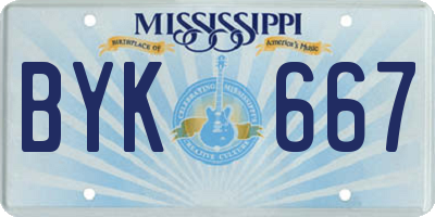 MS license plate BYK667