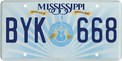 MS license plate BYK668