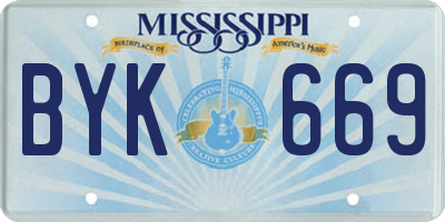 MS license plate BYK669