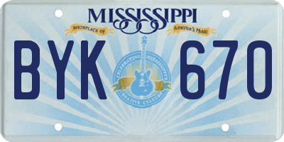 MS license plate BYK670
