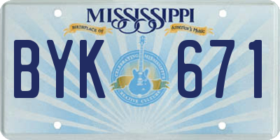 MS license plate BYK671