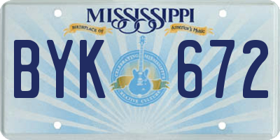 MS license plate BYK672