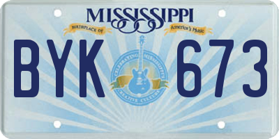 MS license plate BYK673