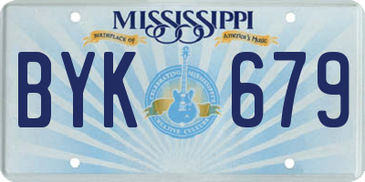 MS license plate BYK679