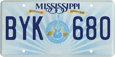MS license plate BYK680