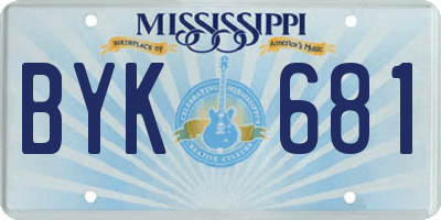 MS license plate BYK681