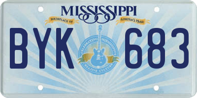 MS license plate BYK683