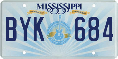 MS license plate BYK684