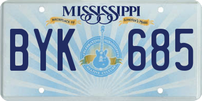 MS license plate BYK685