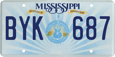 MS license plate BYK687