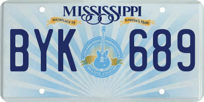 MS license plate BYK689