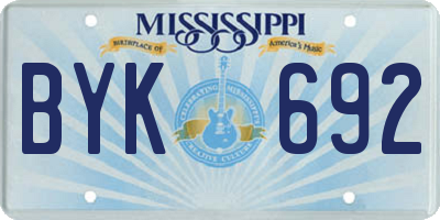 MS license plate BYK692