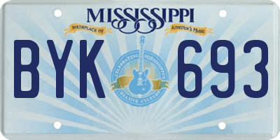 MS license plate BYK693