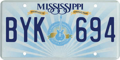 MS license plate BYK694