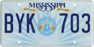MS license plate BYK703