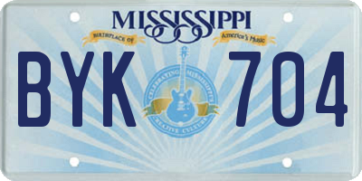 MS license plate BYK704