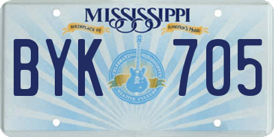 MS license plate BYK705