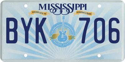 MS license plate BYK706