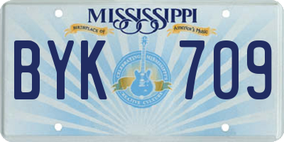 MS license plate BYK709