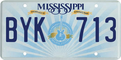 MS license plate BYK713