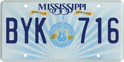MS license plate BYK716