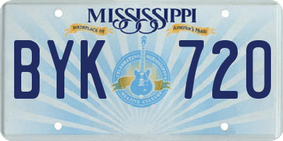 MS license plate BYK720