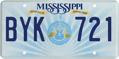 MS license plate BYK721