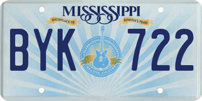 MS license plate BYK722
