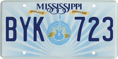 MS license plate BYK723
