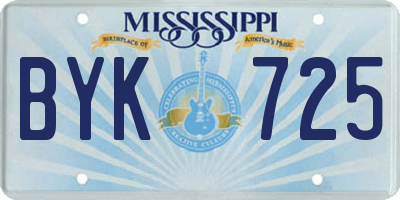 MS license plate BYK725