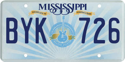 MS license plate BYK726
