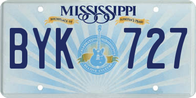 MS license plate BYK727