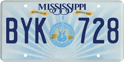 MS license plate BYK728