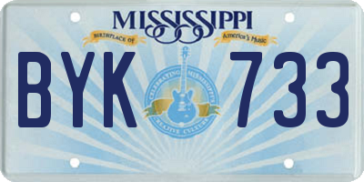 MS license plate BYK733