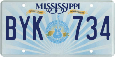 MS license plate BYK734