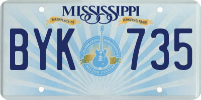 MS license plate BYK735