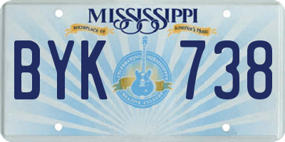 MS license plate BYK738