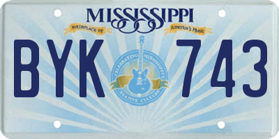 MS license plate BYK743