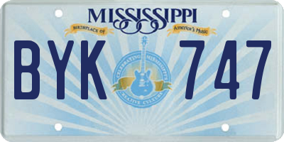 MS license plate BYK747