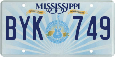 MS license plate BYK749