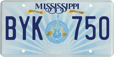 MS license plate BYK750