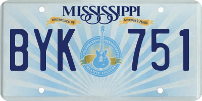 MS license plate BYK751