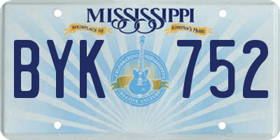 MS license plate BYK752