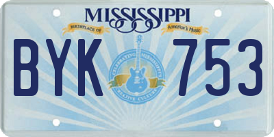 MS license plate BYK753